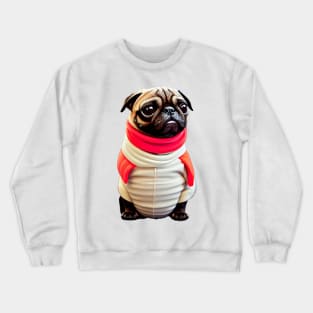 Cute Pug in Sushi Costume - Adorable Pug Dressed up as a Sushi Roll Crewneck Sweatshirt